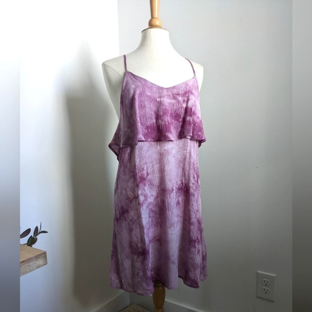 Peppermint Pink Tie Dye Summer Dress Coverup Beach Gauze Open Back M